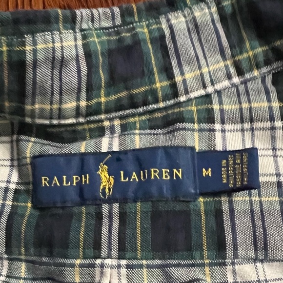 POLO RALPH LAUREN Plaid Button Down Long Sleeve Shirt in Navy/Green Size Medium - Picture 2 of 11